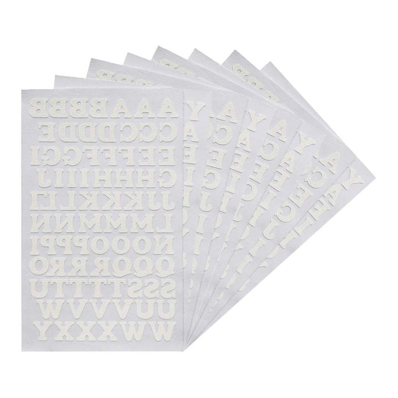 Magfok Iron on Flock Letters 3/4-Inch Transfer, 8 Sheets (White) - Image 1